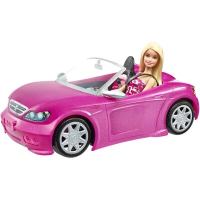Mattel DJR55 Laleczka Barbie i Glam Cabrio - Zestaw Lalki i Pojazdu Mattel DJR55 Laleczka Barbie i Glam Cabrio - Zestaw Lalki i Pojazdu