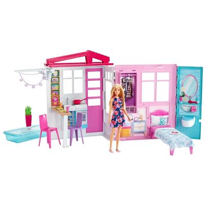 Barbie Przenośny 1-piętrowy zestaw do zabawy z basenem i akcesoriami (FXG55) Barbie Przenośny 1-piętrowy zestaw do zabawy z basenem i akcesoriami (FXG55)