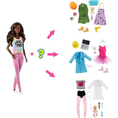 Mattel Barbie Brunetka lalka - 2 Kariery i Dodatki - Laleczka Mattel Barbie Brunetka lalka - 2 Kariery i Dodatki - Laleczka