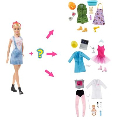 Lalka Barbie Niespodzianka z 2 Strojami Kariery i Akcesoriami (GLH62) Lalka Barbie Niespodzianka z 2 Strojami Kariery i Akcesoriami (GLH62)