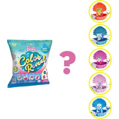 Barbie Color Reveal Set d'animaux de compagnie dans un étui en forme de coquillage avec 5 surprises (GTP74) - Publicité Barbie Color Reveal Set d'animaux de compagnie dans un étui en forme de coquillage avec 5 surprises (GTP74) - Publicité