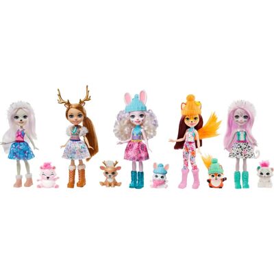 Enchantimals Pristina Polar Bear Rainey Reindeer Bevy Bunny Fox Léopard des Neiges - Jouets - Publicité Enchantimals Pristina Polar Bear Rainey Reindeer Bevy Bunny Fox Léopard des Neiges - Jouets - Publicité