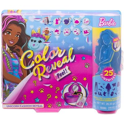 Barbie Color Reveal odklejana lalka z 25 niespodziankami i transformacją mody w fantazję jednorożca (GXV95) Barbie Color Reveal odklejana lalka z 25 niespodziankami i transformacją mody w fantazję jednorożca (GXV95)