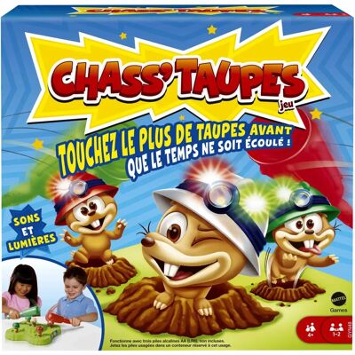 Mattel Chass'taupes - Jeu de société pour enfants avec lumière et son - Publicité Mattel Chass'taupes - Jeu de société pour enfants avec lumière et son - Publicité