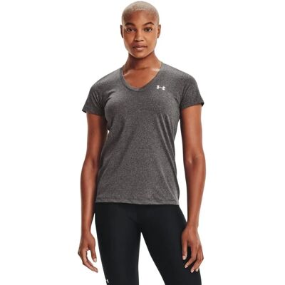T-shirt Tech V Neck pour femmes Under Armour - Gris - Coupe ample - Respirant - Publicité T-shirt Tech V Neck pour femmes Under Armour - Gris - Coupe ample - Respirant - Publicité