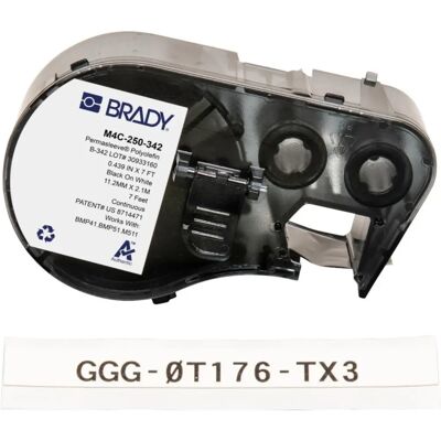 Brady - M4C-250-342 - Preto sobre Branco - Capa retrátil térmica Brady - M4C-250-342 - Preto sobre Branco - Capa retrátil térmica