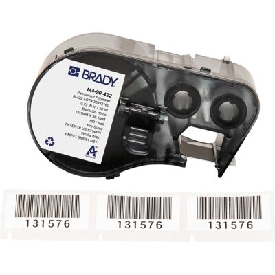 Brady M4-90-422 Druckeretikett - Selbstklebend, Polyester, Schwarz auf Weiss Brady M4-90-422 Druckeretikett - Selbstklebend, Polyester, Schwarz auf Weiss