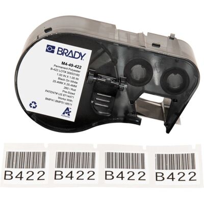 Brady M4-49-422 Schwarz auf weiss Selbstklebende Etiketten - Etiketten Brady M4-49-422 Schwarz auf weiss Selbstklebende Etiketten - Etiketten