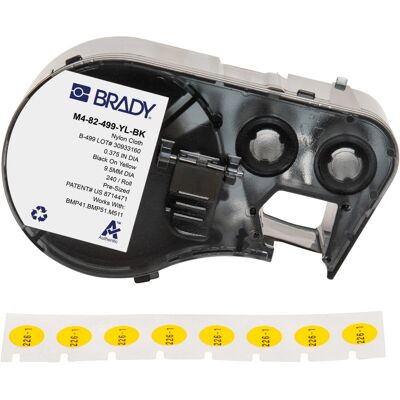 Brady M4-82-499-YL-BK - Schwarz auf Gelb - 9,53 mm rund - Etikett Brady M4-82-499-YL-BK - Schwarz auf Gelb - 9,53 mm rund - Etikett