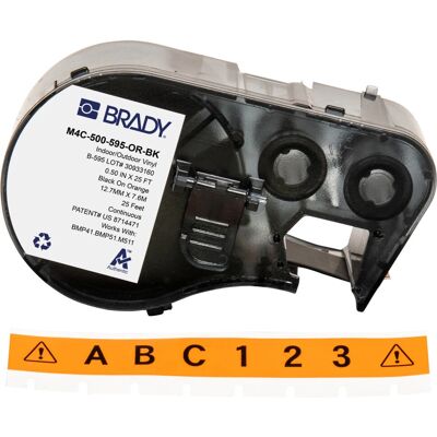 Brady M4C-500-595-OR-BK Etiqueta de impressora laranja e preta Brady M4C-500-595-OR-BK Etiqueta de impressora laranja e preta