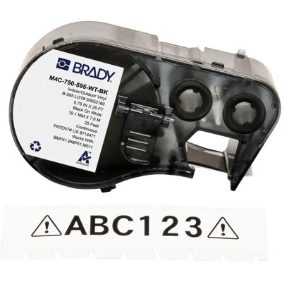 Brady M4C-750-595-WT-BK Schwarz Weiß Industrieetikett - Druckeretikett Brady M4C-750-595-WT-BK Schwarz Weiß Industrieetikett - Druckeretikett