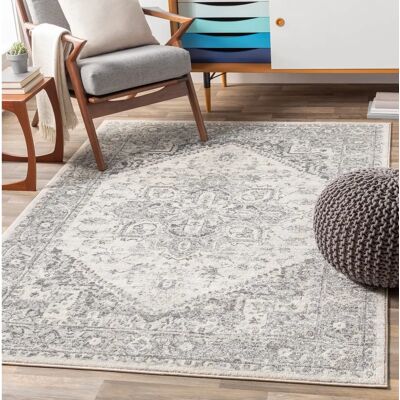 Surya Mendoza Vintage Teppich - 160x220cm, Grau, Maschinell Gewebt Surya Mendoza Vintage Teppich - 160x220cm, Grau, Maschinell Gewebt
