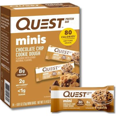 Quest Nutrition Mini Protein Bars - Chocolate Chip Cookie Dough - 14 Bars Quest Nutrition Mini Protein Bars - Chocolate Chip Cookie Dough - 14 Bars