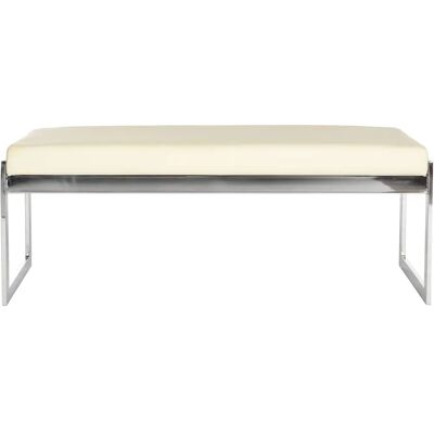 Safavieh Weißer Stahlbank - Modernes Design, Creme PU-Leder Safavieh Weißer Stahlbank - Modernes Design, Creme PU-Leder