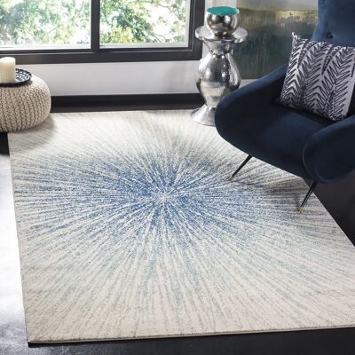 Tapis Bleu Safavieh - 230x160cm - Motif rectangulaire - Publicité Tapis Bleu Safavieh - 230x160cm - Motif rectangulaire - Publicité
