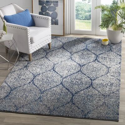 Safavieh Navy Blue Silver Woven Polypropylene Rug - Rug Safavieh Navy Blue Silver Woven Polypropylene Rug - Rug