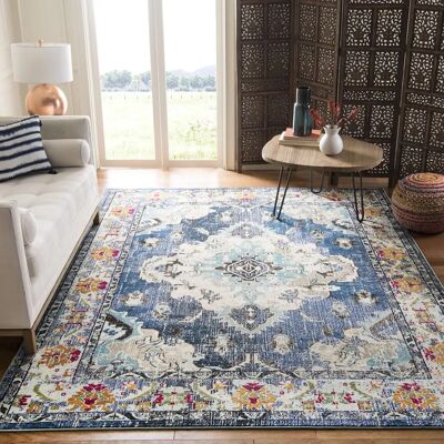 Collection Monaco de Safavieh - Tapis Boho-Chic, 91 x 152 cm, Bleu - Publicité Collection Monaco de Safavieh - Tapis Boho-Chic, 91 x 152 cm, Bleu - Publicité