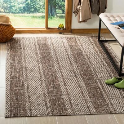 Safavieh Zeitgenössischer Teppich für Drinnen & Draußen, Courtyard, Kurzer Flor, Hellbeige-Braun, 122x170cm Safavieh Zeitgenössischer Teppich für Drinnen & Draußen, Courtyard, Kurzer Flor, Hellbeige-Braun, 122x170cm