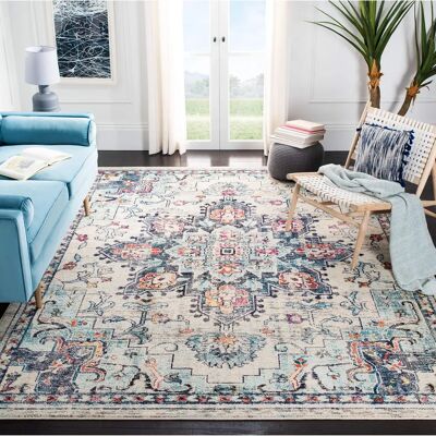 Tapis Safavieh Crème/Bleu 245x305cm - Publicité Tapis Safavieh Crème/Bleu 245x305cm - Publicité
