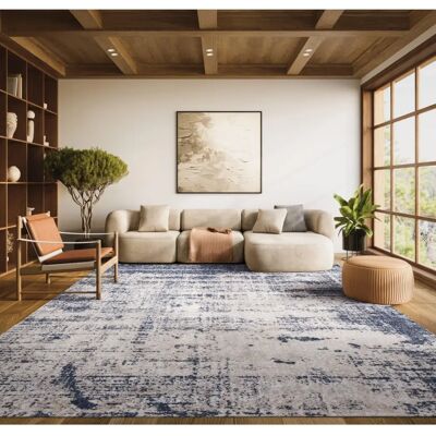 Brianna Modèle - Tapis en Jute Or & Bleu Marine - 183x274cm - Publicité Brianna Modèle - Tapis en Jute Or & Bleu Marine - 183x274cm - Publicité
