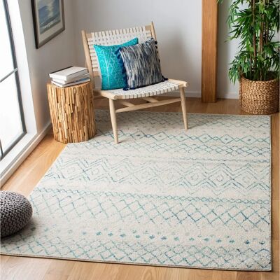 NADUVI Skylar Türkis Elfenbein Teppich - Traditionelle Medaillons NADUVI Skylar Türkis Elfenbein Teppich - Traditionelle Medaillons