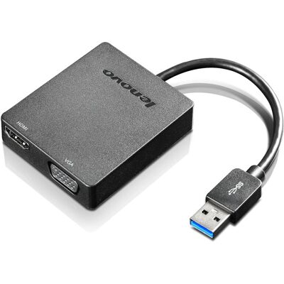 Adaptador USB 3.0 Universal Lenovo para VGA/HDMI - Preto - Acessórios de Computador Adaptador USB 3.0 Universal Lenovo para VGA/HDMI - Preto - Acessórios de Computador