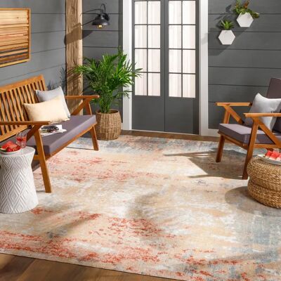 Surya Outdoor Rug - Blue and Rust - Modern, 200x275cm - Outdoor Rug Surya Outdoor Rug - Blue and Rust - Modern, 200x275cm - Outdoor Rug