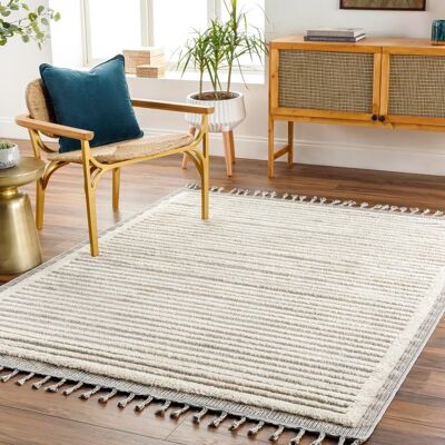 Surya - Moderne Berber-Teppich - Ethnischer Boho-Stil - 167x220 cm - Beige & Grau - OEKO-TEX Surya - Moderne Berber-Teppich - Ethnischer Boho-Stil - 167x220 cm - Beige & Grau - OEKO-TEX