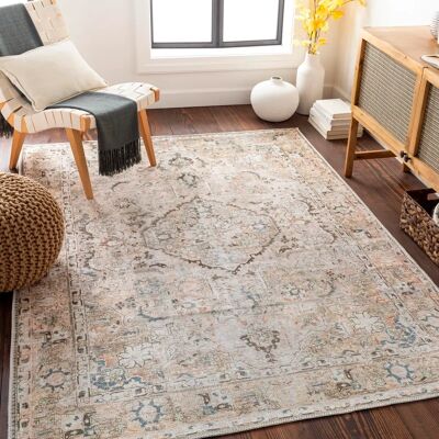 LIVABLISS BAKU Pink Machine Washable Rug - Vintage, High-Traffic LIVABLISS BAKU Pink Machine Washable Rug - Vintage, High-Traffic