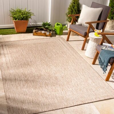 LIVABLISS LENON Beige Outdoor/Indoor Carpet - Carved Polypropylene LIVABLISS LENON Beige Outdoor/Indoor Carpet - Carved Polypropylene