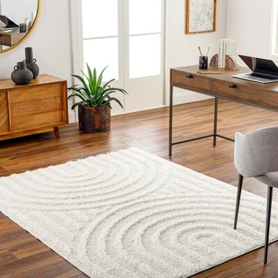 LIVABLISS Beige/Wit Shaggy Tapijt - Interieur LIVABLISS Beige/Wit Shaggy Tapijt - Interieur