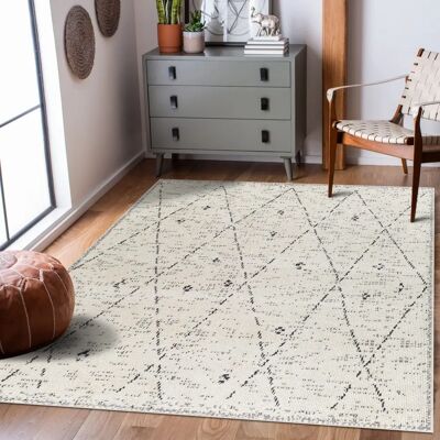 Surya - Model ADA - Bohemien geometrisch tapijt - 160x213cm - ivoor en zwart - Binnengebruik Surya - Model ADA - Bohemien geometrisch tapijt - 160x213cm - ivoor en zwart - Binnengebruik