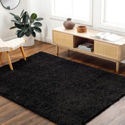 Surya - Modern Zwarte Shaggy Vloerkleed - 160x213cm - Interieurdecoratie Surya - Modern Zwarte Shaggy Vloerkleed - 160x213cm - Interieurdecoratie