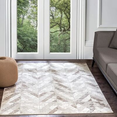 Surya - Modern Zigzag Matta - 120x170cm - Vit & Ljusgrå - OEKO-TEX Surya - Modern Zigzag Matta - 120x170cm - Vit & Ljusgrå - OEKO-TEX