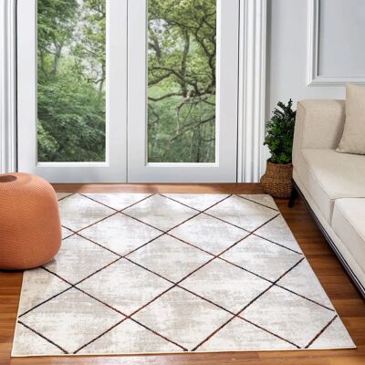 Surya Gaia Vloerkleed - Geometrisch Industrieel Ontwerp - 120x170cm - Wit & Oranje - OEKO-TEX 100 Surya Gaia Vloerkleed - Geometrisch Industrieel Ontwerp - 120x170cm - Wit & Oranje - OEKO-TEX 100