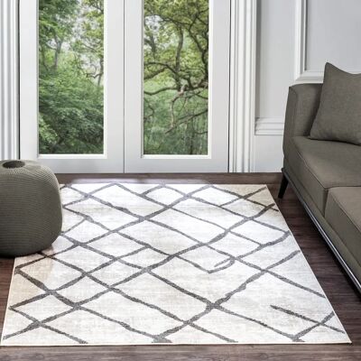 Surya - Modell Gloria - Skandinavisk geometrisk Wabi-Sabi-område - 160x213 cm - Vit och Grå - OEKO-TEX Standard 100 Surya - Modell Gloria - Skandinavisk geometrisk Wabi-Sabi-område - 160x213 cm - Vit och Grå - OEKO-TEX Standard 100