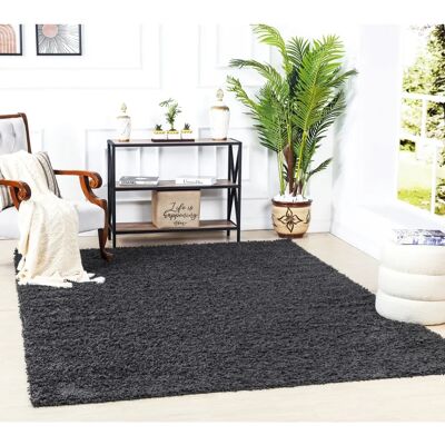 Tapis de Salon - Shaggy Peau Longue - Gris Sombre - 120x170cm - Confortable et Durable Tapis de Salon - Shaggy Peau Longue - Gris Sombre - 120x170cm - Confortable et Durable
