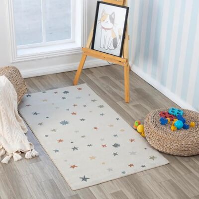 Surya - Kids' Multicolor Beige Star Washable Carpet 80x150cm - INFANTIL Surya - Kids' Multicolor Beige Star Washable Carpet 80x150cm - INFANTIL