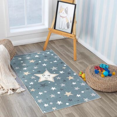 Aratextil Blue and Beige Kids Rug - 120x160cm - Rug Aratextil Blue and Beige Kids Rug - 120x160cm - Rug