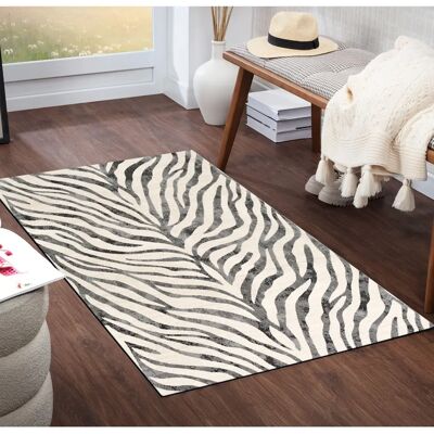 LIVABLISS Dark Gray/Beige Zebra Boho Carpet - Interior LIVABLISS Dark Gray/Beige Zebra Boho Carpet - Interior