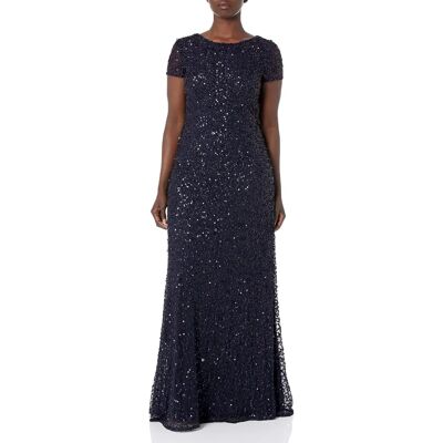 Adrianna Papell Blue Sequin Maxi Dress - Dress Adrianna Papell Blue Sequin Maxi Dress - Dress