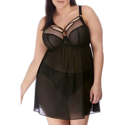 Elomi Sachi EL4351 W Underwired Babydoll - Black - Supportive, Sheer, Cotton-lined Elomi Sachi EL4351 W Underwired Babydoll - Black - Supportive, Sheer, Cotton-lined