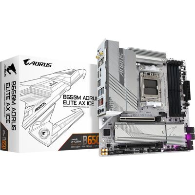 Scheda madre GIGABYTE B650M AORUS ELITE AX ICE - AMD B650, DDR5, PCIe 5.0 Scheda madre GIGABYTE B650M AORUS ELITE AX ICE - AMD B650, DDR5, PCIe 5.0
