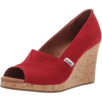 TOMS Shoes Classic Wedge Sandals with Wedge Heel red TOMS Shoes Classic Wedge Sandals with Wedge Heel red