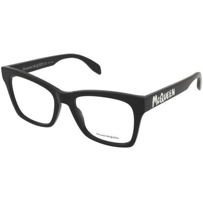 Alexander McQueen AM0388O Black Geometric Female Eyeglasses Alexander McQueen AM0388O Black Geometric Female Eyeglasses