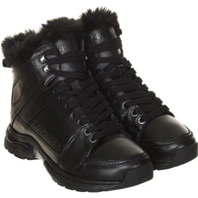 Calvin Klein Candal Leren Hoge Sneakers - Zwart - Schoen Calvin Klein Candal Leren Hoge Sneakers - Zwart - Schoen