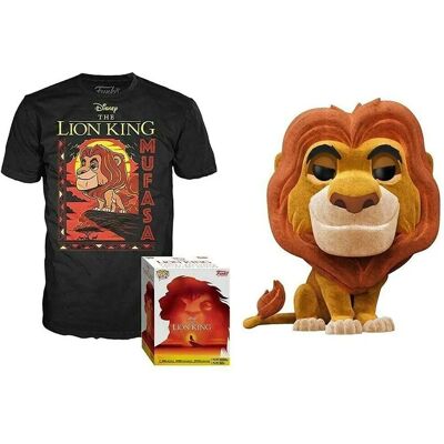 Funko Mufasa Flocked Figura Coleccionable y Camiseta - El Rey León Funko Mufasa Flocked Figura Coleccionable y Camiseta - El Rey León
