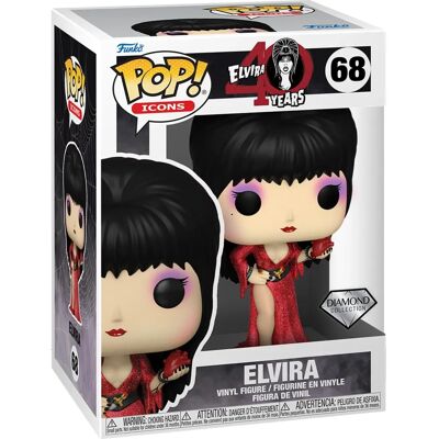 Funko Elvira 40º Aniversário Figura de Vinil com Glitter de Diamante - Objeto de Coleção Funko Elvira 40º Aniversário Figura de Vinil com Glitter de Diamante - Objeto de Coleção