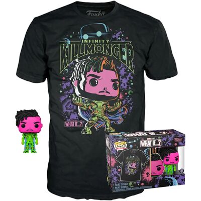 Funko Infinity Killmonger Blacklight T-Shirt & POP Figur - Marvel Funko Infinity Killmonger Blacklight T-Shirt & POP Figur - Marvel