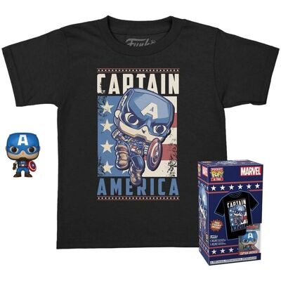 Funko Captain America Kids T-Shirt & Pocket Pop! Vinyl Set Funko Captain America Kids T-Shirt & Pocket Pop! Vinyl Set
